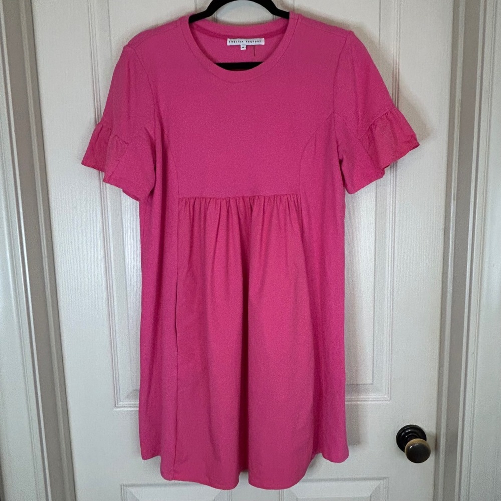English Factory Pink Ruffle Sleeve Babydoll Dress Womens Medium - Picture 1 of 10